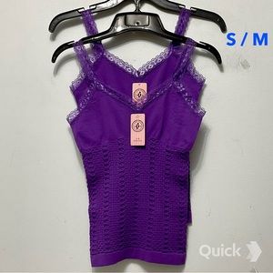 S / M - NWT 2 pcs Light Control V-Neck Lace Trim Camisoles